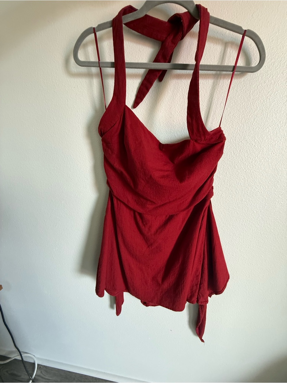 Bar III Deep Red Halter Romper